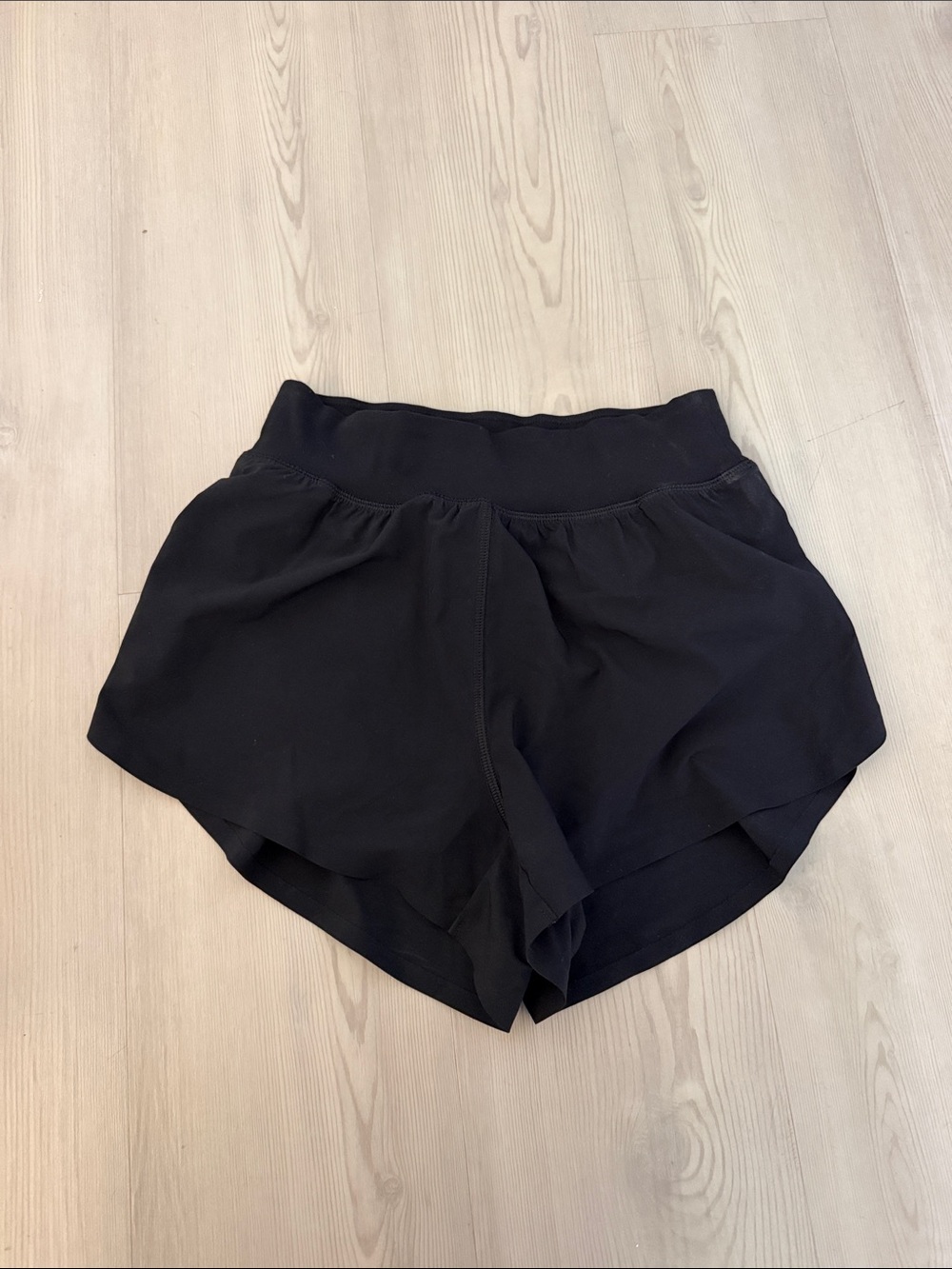 CRZ YOGA Black Women's Athletic Shorts with Overlap Hem